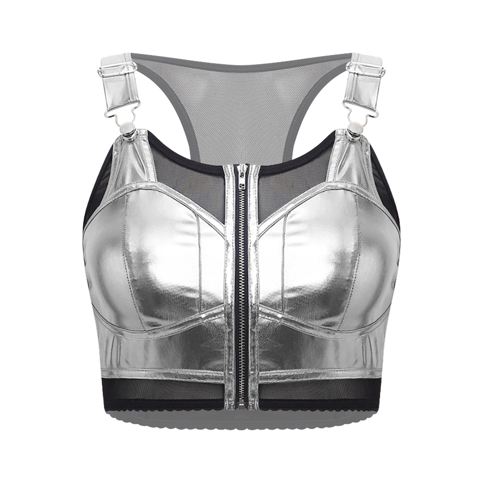 Damen Metallic Glänzende Punk- – Suspender Tank Top Bewertung und Preis